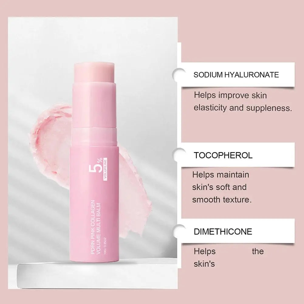 PDRN Pink Collagen Volume Multi Balm Stick 5% Volufiline Moisturizing Fade Fine Line Firming Plumping For Face Eye Neck Skincare